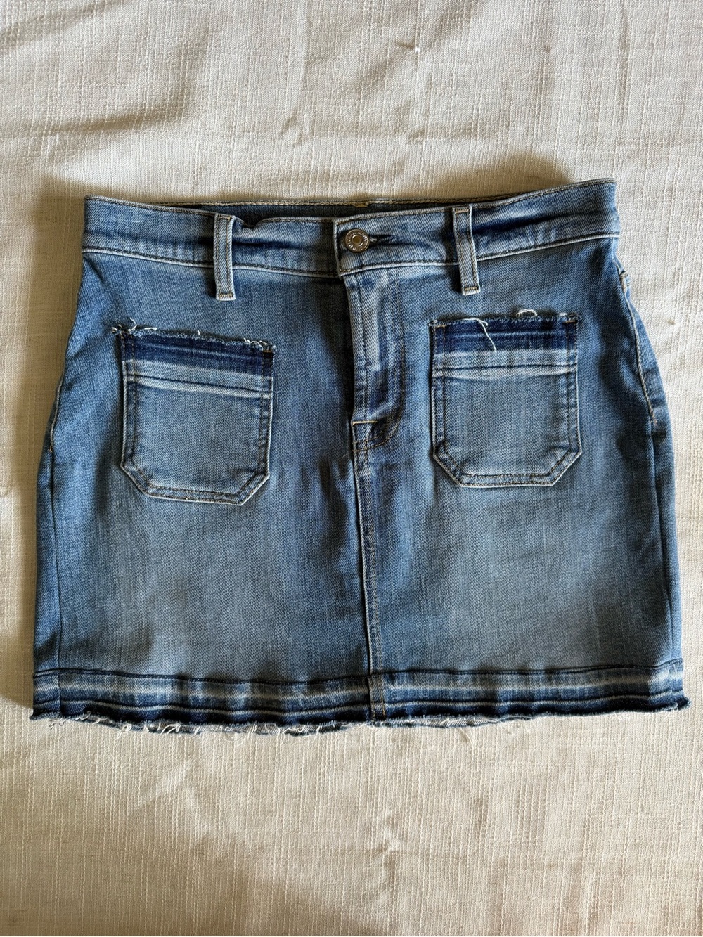 7 For All Mankind Light Blue Denim Mini Skirt